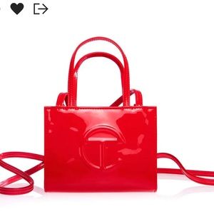 AUTHENTIC RED PATENT TELFAR SMALL
